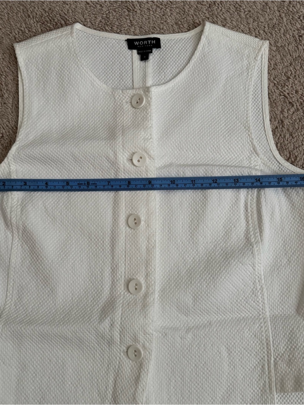 Worth White Sleeveless Button-Down Shirt Vest, 4 - Picture 14 of 16